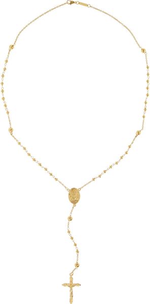  Beaded Goldtone Rosary Necklace 