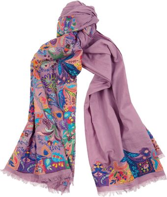 Paisleyembroidered Cotton Scarf 