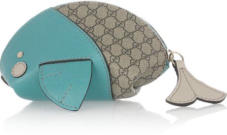 Gucci Moby Dick Leather and Canvas Coin Purse in Blue (turquoise) - Lyst