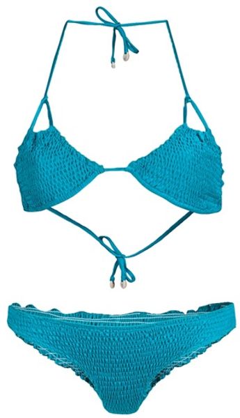 Indah Smocked Bikini in Blue (turquoise) - Lyst