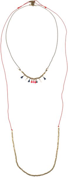 Isabel Marant The Who Amp Simple Me Set Of Two Brass Necklaces in White (multicolored) - Lyst