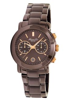 Kenneth Cole Chronograph Brown Ion Plated Stainless Steel Bracelet 38mm - Lyst