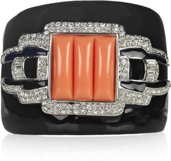 Kenneth Jay Lane Silverplated Crystal Cuff - Lyst