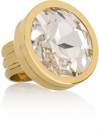 Lanvin Oversized Crystal and Brass Ring - Lyst