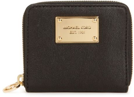 Michael Kors Jet Set Gold Ziparound Small Coin Purse in Black | Lyst