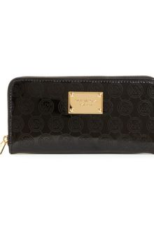 Michael Kors Jet Set Monogram Mirror Metallic Zip Around Wallet - Lyst