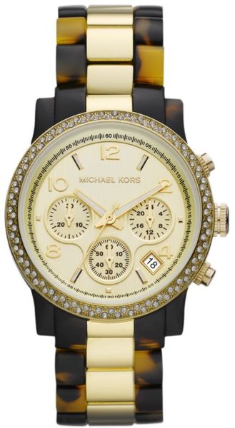  Chronograph Gold Tone Stainless Steel and Tortoise Acetate Bracelet 40mm 