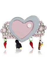 Miu Miu Plexiglass Crystal and Glass Pearl Charm Bracelet