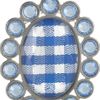 Miu Miu Gingham and Plexiglass Crystal Clip Earrings in Blue (silver) - Lyst