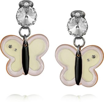  Plexiglass Crystal Butterfly Clip Earrings 