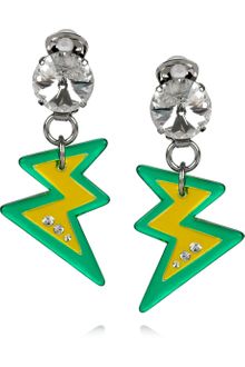 Miu Miu Plexiglass Crystal Lightning Bolt Clip Earrings - Lyst