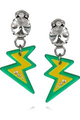 Miu Miu Plexiglass Crystal Lightning Bolt Clip Earrings