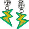 Miu Miu Plexiglass Crystal Lightning Bolt Clip Earrings in Green (silver) - Lyst