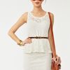 Nasty Gal Lace Peplum Dress in Beige (cream) - Lyst