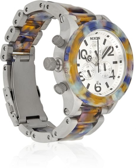 Nixon 4220 Chrono Watercoloreffect Acetate and Stainless Steel Watch in Gray (steel) - Lyst