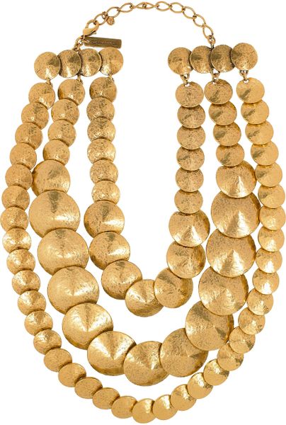 Oscar De La Renta 24karat Goldplated Multistrand Necklace in White (gold) - Lyst