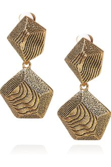 Oscar de la Renta 24karat Goldplated Woodeffect Clip Earrings - Lyst