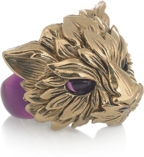 Roberto Cavalli Fox Swarovski Crystalembellished Enameled Ring in Blue (gold) - Lyst