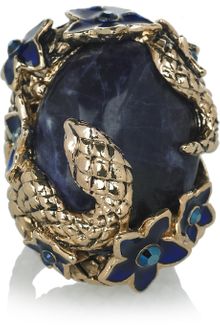 Roberto Cavalli Oversized Lapis Lazuli Snake and Flower Ring - Lyst