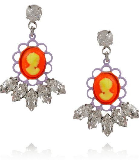 Tom Binns Swarovski Crystal Cameo Earrings in Multicolor (lilac) - Lyst