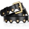 Versace Grommetstudded Wavy Leather Belt in Black - Lyst