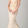 Zac Posen Off The Shoulder Gown with Halter Straps in Beige (ivory) - Lyst