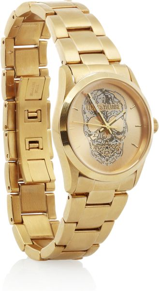 Zadig & Voltaire Coated Stainless Steel Skull Motif Watch in Gold (steel) - Lyst