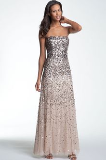 Adrianna Papell Sequined Strapless Mesh Gown - Lyst