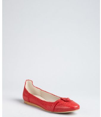  Red Leather Arena Pinked Ballet Flats 