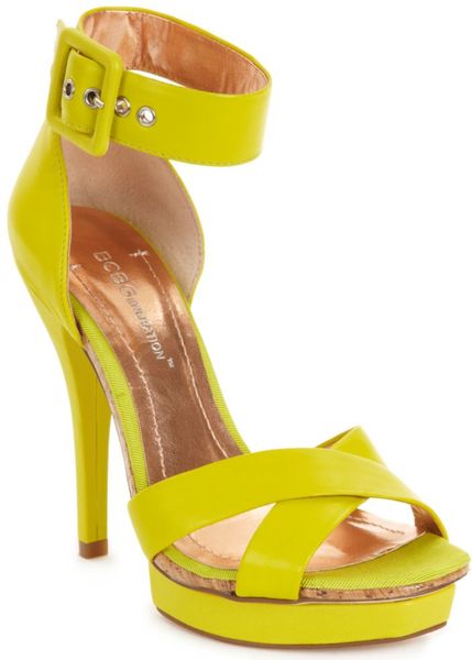 Bcbgeneration Zenas Platform Sandals in Yellow (citron) - Lyst