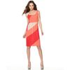 Bcbgmaxazria Haily Sleeveless Scoop Neck Colorblocked Pleated Tie A Line in Red - Lyst