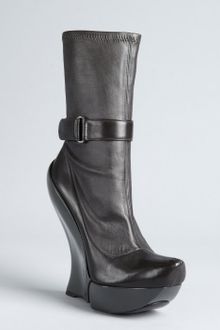 Celine Anthracite Leather Jointed Wedge Boots - Lyst