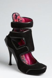 Celine Black Cutout Leather Cubist Heel Ankle Booties - Lyst