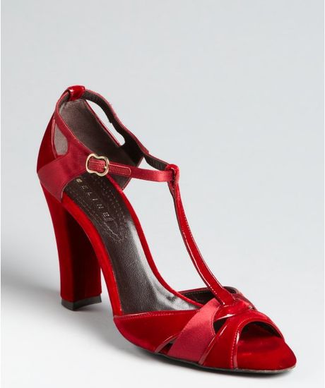 Celine Ruby Velvet and Satin Tstrap Sandals in Red (ruby) - Lyst