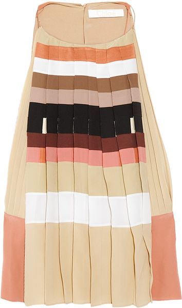 Chloé Pleated Silk Crepe De Chine Top in Multicolor (multicolored) - Lyst