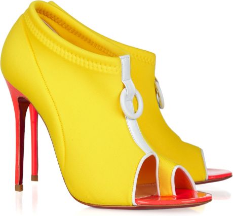 Christian Louboutin Snorkeling 100 Neoprene and Leather Ankle Boots in Yellow - Lyst
