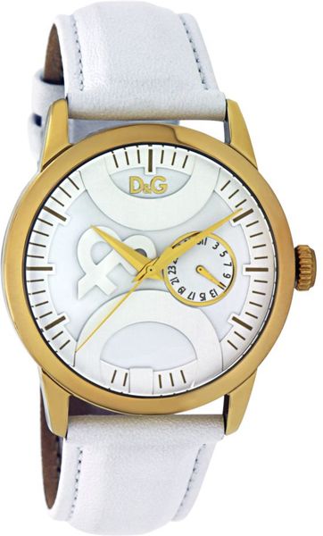 D&g Womens White Leather Strap in White - Lyst