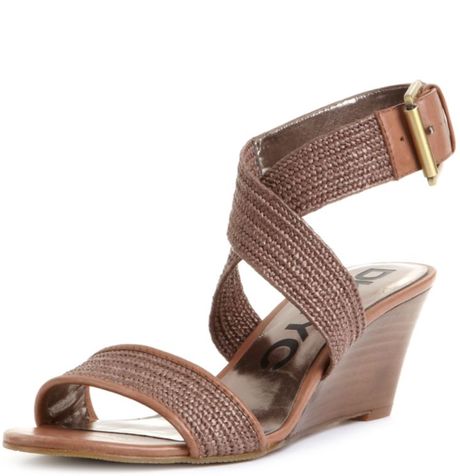 Dkny Erica Wedge Sandals in Brown (latte) - Lyst