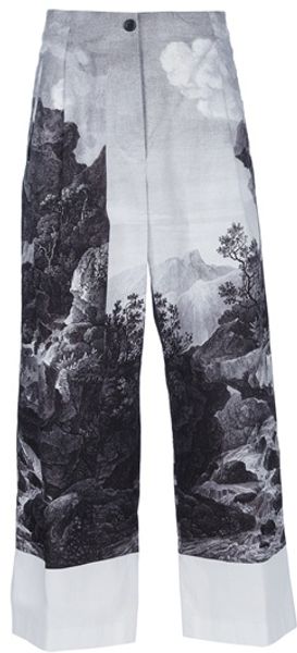 Dries Van Noten Landscape Cropped Trousers - Lyst