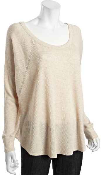 Free People Tan Thermal Cotton Blend Love Bug Raglan Top in Beige (tan) - Lyst