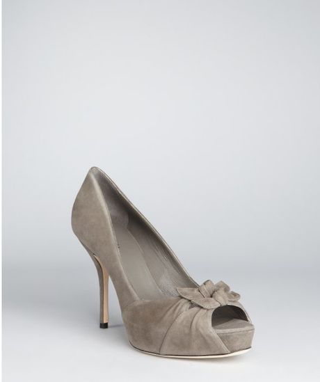 Gucci Lise Peep Toe Bow Pumps in Gray (grey) - Lyst