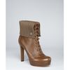 Gucci Leather Rib Knit Trim Lara Platform Booties in Brown (olive) - Lyst