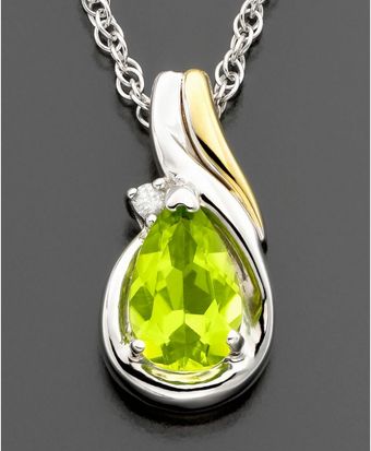  14k Gold Sterling Silver Peridot 78 Ct Tw Diamond Accent Pendant 