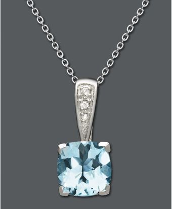  Aquamarine and Diamond Accent Pendant 