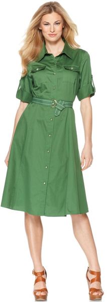  Long Sleeve Cotton Aline Shirtdress 