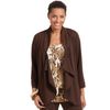 Jones New York Three Quarter Sleeve Draped Open Front Cardigan in Brown - Lyst