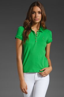 Juicy Couture Pique Puff Sleeve Polo Shirt - Lyst