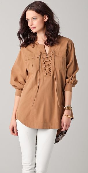  Lace Up Tunic with Python Trim 