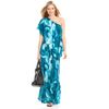Michael Kors One Shoulder Short Sleeve Printed Ruffle Layered Tiered A Line Maxi in Blue - Lyst
