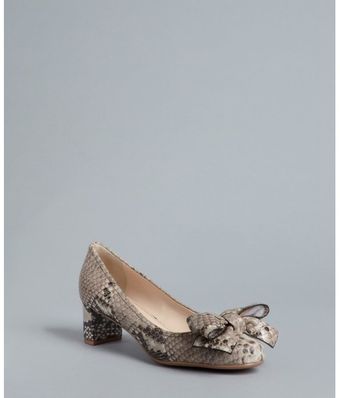 Prada Prada Sport Taupe Snake Embossed Leather Bow Detail Pumps - Lyst